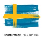 Sweden colorful brush strokes painted national scandinavian country Swedish flag icon. Painted texture.