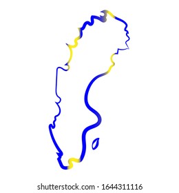 Sweden coloring the contour map. Vector background. Outline
