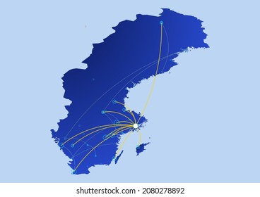 Sweden concept map, illustration of Sweden for internet or innovation or technology. File is suitable for digital editing and prints of all sizes.