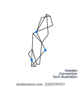 Schweden Connection Tech Technology Geometric Polygonal Logo Vektorsymbol Illustration