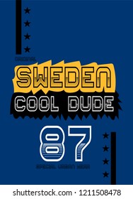 sweden cool dude,t-shirt design