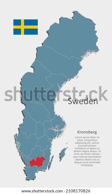 Sweden
country - high detailed illustration map divided on regions. Blank
France map isolated on white background. Vector template state
Kronoberg for website, pattern,
infographic