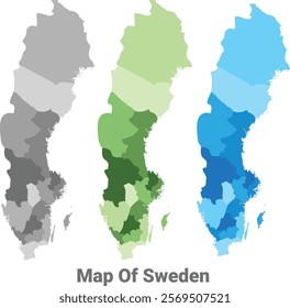 Sweden country map in different colors