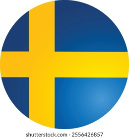 Sweden Country Round Flag Vector