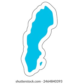 Sweden country silhouette. High detailed map. Solid blue vector sticker with white contour isolated on white background.