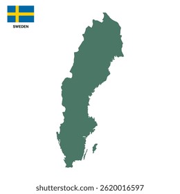 Sweden country vector map isolated on transparent background