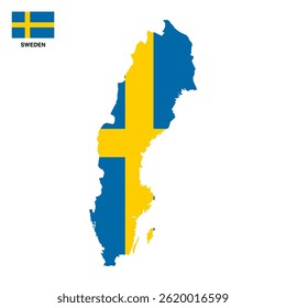 Schweden Ländervektorkarte einzeln auf transparentem Hintergrund