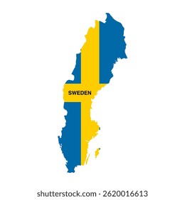 Sweden country vector map isolated on transparent background