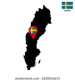 Sweden country vector map isolated on transparent background