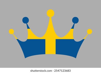 Schweden Krone Form mit Flagge, Flagge Schweden nationale Ländersymbol Illustration Vektor, Rechteck Schweden Flagge Illustration, Flat Vektorgrafik
