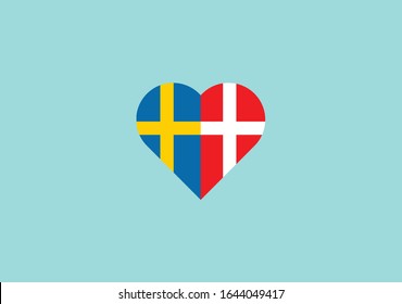 Sweden Denmark heart symbol love friendship flag emblem