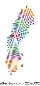 Sweden dotted map. Digital style shape of Sweden. Tech icon of the country with gradiented dots. Appealing vector illustration.