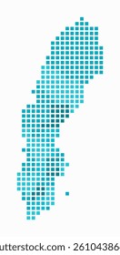 Sweden dotted map. Digital style map of the country on a white background. Sweden shape with square dots. Colored dots style. Large size squares. Trending vector illustration.