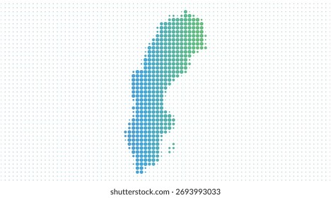 Mapa punteado de Suecia en estilo moderno de semitono, Ilustración vectorial sobre fondo blanco