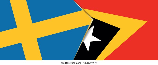Sweden and East Timor flags, two vector flags symbol of relationship or confrontation.