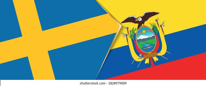 Sweden and Ecuador flags, two vector flags symbol of relationship or confrontation.