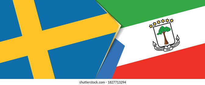 Banderas de Suecia y Guinea Ecuatorial, dos banderas vectoriales símbolo de relación o enfrentamiento.