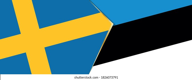 Sweden and Estonia flags, two vector flags symbol of relationship or confrontation.