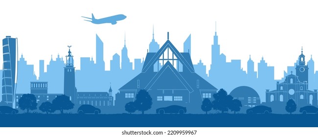 Sweden famous landmarks by silhouette style,vector illustration