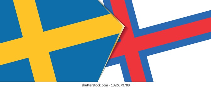 Sweden and Faroe Islands flags, two vector flags symbol of relationship or confrontation.