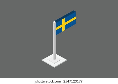 Schweden Flagge 3d Stil, Flagge Schweden Nationalsymbol Illustration Vektor, Rechteck Schweden Flagge Illustration, Flat Vektorgrafik
