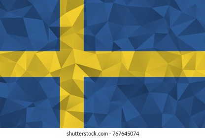 Sweden flag. Abstract Polygon Geometric Shape Background. Vector eps10.