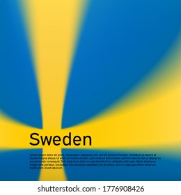 Sweden flag background. Blurred pattern in the colors of the swedish flag. National poster, banner of sweden. State patriotic flyer, cover, business booklet. Vector design