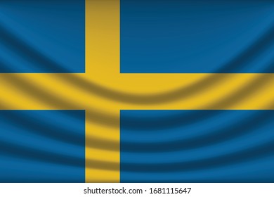 Fondo de la bandera sueca con textura de tela. Indicador de la ilustración vectorial de Suecia eps10. - Vector