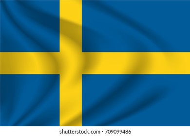 Sweden flag background with cloth texture. Sweden flag vector illustration.