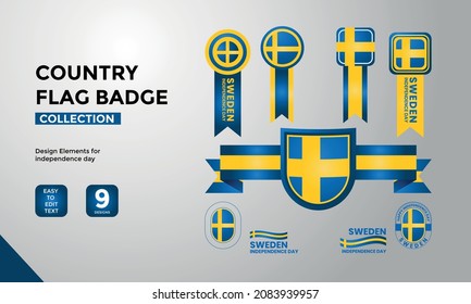 Sweden flag badge collection, swedish flag label design collection
