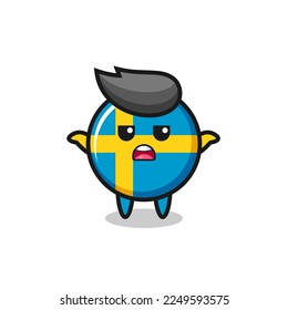 sweden flag badge mascot character saying I do not know , cute style design for t shirt, sticker, logo element