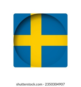 Sweden flag - behind the cut circle paper hole with inner shadow.