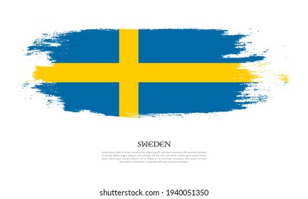 Sweden flag brush concept. Flag of Sweden grunge style banner background