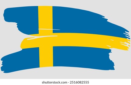 Sweden flag brush paint texture. Grunge Sweden flag. Sweden emblem brush concept