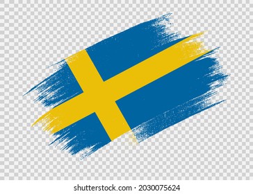 Schwedenflagge mit Pinselfarben einzeln auf einfarbigem oder transparentem Hintergrund,Symbol Schwedens,Vorlage für Banner,Werbung, Design,Vektorgrafik,Goldrinnen-Gewinner-Sportland