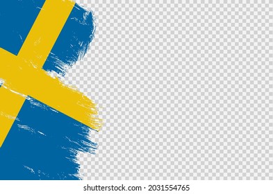 Schwedenflagge mit Pinselfarben einzeln auf einfarbigem oder transparentem Hintergrund,Symbol Schwedens,Vorlage für Banner,Werbung, Design,Vektorgrafik,Goldrinnen-Gewinner-Sportland