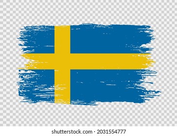 Sweden flag with brush paint textured isolated  on png or transparent background,Symbol of Sweden,template for banner,promote, design,vector,top gold medal winner sport country