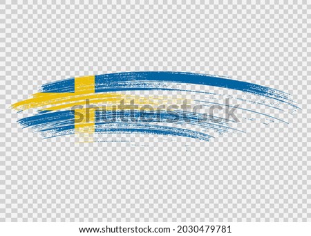 Sweden flag with brush paint textured isolated  on png or transparent background,Symbol of Sweden,template for banner,promote, design,vector,top gold medal winner sport country