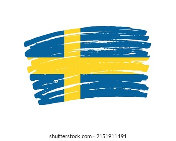 Schweden Flagge auf Pinselstrich-Hintergrund.