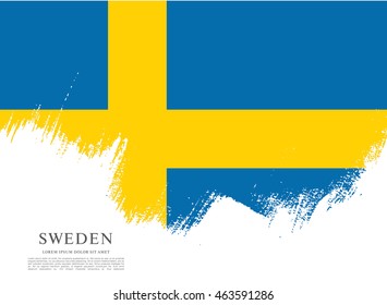 Sweden flag. Brush stroke background