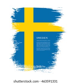 Sweden flag. Brush stroke background