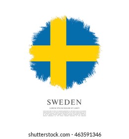 Sweden flag. Brush stroke background