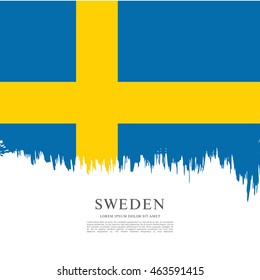 Sweden flag. Brush stroke background