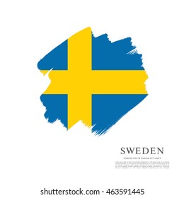 Sweden flag. Brush stroke background