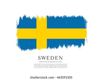 Sweden flag. Brush stroke background