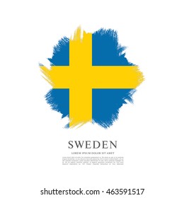 Sweden flag. Brush stroke background
