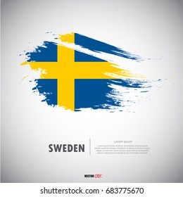 Sweden flag with  brush stroke background vector