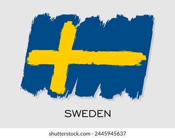 Diseño de pincelada de bandera de Suecia. Bandera nacional de Suecia