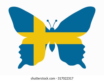 sweden flag butterfly