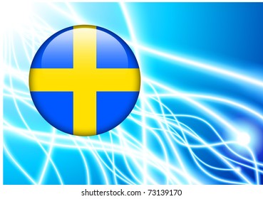 Sweden Flag Button on Abstract Light Background Original Illustration